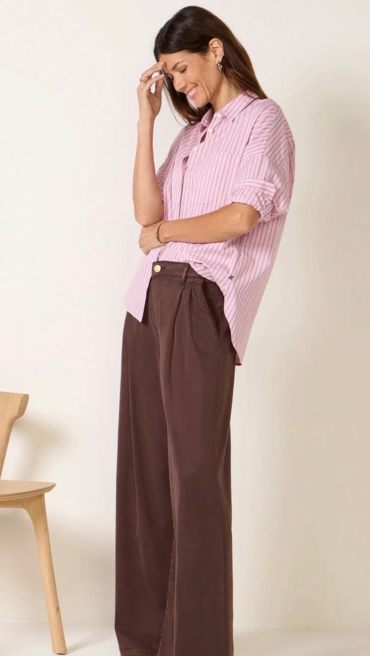 Alex Mill Jo Shirt in Stripe Cotton Poplin pink stripe XS , A38